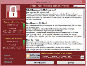 WannaCryの脅迫画面
